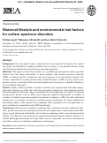 Cover page: Maternal lifestyle and environmental risk factors for autism spectrum disorders