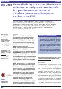 Cover page: Generalisability of vaccine effectiveness estimates: an analysis of cases included in a postlicensure evaluation of 13-valent pneumococcal conjugate vaccine in the USA