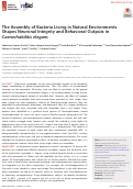 Cover page: The Assembly of Bacteria Living in Natural Environments Shapes Neuronal Integrity and Behavioral Outputs in Caenorhabditis elegans