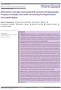 Cover page: Dementia is strongly associated with severity of hippocampal atrophy at autopsy even after accounting for degenerative neuropathologies