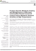 Cover page: Position-Specific Metabolic Probing and Metagenomics of Microbial Communities Reveal Conserved Central Carbon Metabolic Network Activities at High Temperatures