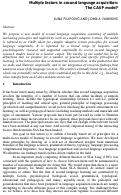 Cover page: Multiple factors in second language acquisition: The CASP model