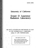 Cover page: THE RATE-CONTROLLING MECHANISM OF SLIP IN THE INTER-METALLIC COMPOUND AgMg AT LOW TEMPERATURES