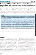 Cover page: Messenger RNA Oxidation Occurs Early in Disease Pathogenesis and Promotes Motor Neuron Degeneration in ALS