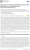 Cover page: From Egoism to Ecoism: Psychedelics Increase Nature Relatedness in a State-Mediated and Context-Dependent Manner