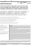 Cover page: Treatment of pediatric high‐grade central nervous system tumors with high‐dose methotrexate in combination with multiagent chemotherapy: A single‐institution experience