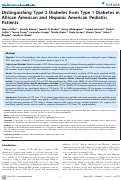 Cover page: Distinguishing Type 2 Diabetes from Type 1 Diabetes in African American and Hispanic American Pediatric Patients