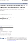 Cover page: Correction: Emergence of two distinct phase transitions in monolayer CoSe2 on graphene