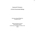 Cover page: Raymond F. Dasmann : A Life in Conservation Biology