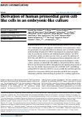 Cover page: Derivation of human primordial germ cell-like cells in an embryonic-like culture.