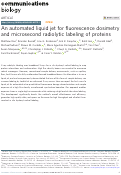 Cover page: An automated liquid jet for fluorescence dosimetry and microsecond radiolytic labeling of proteins