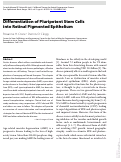 Cover page: Differentiation of Pluripotent Stem Cells into Retinal Pigmented Epithelium