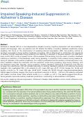 Cover page: Impaired Speaking-Induced Suppression in Alzheimer’s Disease