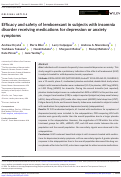 Cover page: Efficacy and safety of lemborexant in subjects with insomnia disorder receiving medications for depression or anxiety symptoms.