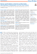 Cover page: Barriers and Facilitators to Exercise in Older Adults Awaiting Kidney Transplantation and Their Care Partners.