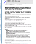 Cover page: Cardiovascular Risk and Cognitive Function in Middle-Aged and Older Hispanics/Latinos: Results from the Hispanic Community Health Study/Study of Latinos (HCHS/SOL)