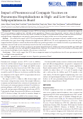 Cover page: Impact of Pneumococcal Conjugate Vaccines on Pneumonia Hospitalizations in High- and Low-Income Subpopulations in Brazil