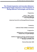 Cover page of The Climate Imperative and Innovative Behavior: Encouraging Greater Advances in the Production of Energy-Efficient Technologies and Services