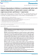 Cover page: Histone deacetylase inhibition is synthetically lethal with arginine deprivation in pancreatic cancers with low argininosuccinate synthetase 1 expression