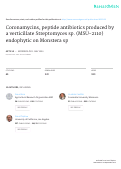 Cover page: Coronamycins, peptide antibiotics produced by a verticillate Streptomyces sp. (MSU-2110) endophytic on Monstera sp.