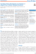 Cover page: The Kidney Failure Risk Equation for Prediction of Allograft Loss in Kidney Transplant Recipients