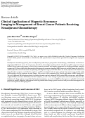 Cover page: Clinical Application of Magnetic Resonance Imaging in Management of Breast Cancer Patients Receiving Neoadjuvant Chemotherapy