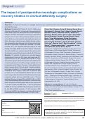 Cover page: The impact of postoperative neurologic complications on recovery kinetics in cervical deformity surgery.