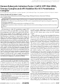 Cover page: Human Eukaryotic Initiation Factor 2 (eIF2)-GTP-Met-tRNAi Ternary Complex and eIF3 Stabilize the 43 S Preinitiation Complex*