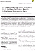 Cover page: Importance of Exposure History When Using Single Well Push‐Pull Tests to Quantify In Situ Ethanol Biodegradation Rates