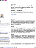 Cover page: Primary care experiences among Brazilian adults: Cross-sectional evidence from the 2019 National Health Survey