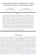 Cover page: A General Framework for Multivariate Analysis with Optimal Scaling: The R Package aspect