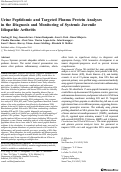 Cover page: Urine Peptidomic and Targeted Plasma Protein Analyses in the Diagnosis and Monitoring of Systemic Juvenile Idiopathic Arthritis