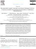 Cover page: Recommended cognitive outcomes in preclinical Alzheimer's disease: Consensus statement from the European Prevention of Alzheimer's Dementia project