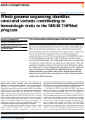 Cover page: Whole genome sequencing identifies structural variants contributing to hematologic traits in the NHLBI TOPMed program