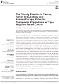 Cover page: The Obesity Paradox in Cancer, Tumor Immunology, and Immunotherapy: Potential Therapeutic Implications in Triple Negative Breast Cancer