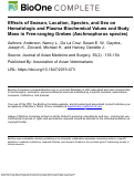 Cover page: Effects of Season, Location, Species, and Sex on Hematologic and Plasma Biochemical Values and Body Mass in Free-ranging Grebes (Aechmophorus species)