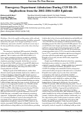 Cover page: Emergency Department Admissions During COVID-19: Implications from the 2002-2004 SARS Epidemic