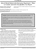 Cover page: Altered Mental Status in the Emergency Department – When to Consider Anti-LGI-1 Encephalitis: Case Report