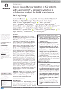 Cover page: Cancer risk and tumour spectrum in 172 patients with a germline SUFU pathogenic variation: a collaborative study of the SIOPE Host Genome Working Group.