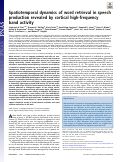 Cover page: Spatiotemporal dynamics of word retrieval in speech production revealed by cortical high-frequency band activity