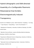 Cover page: Hybrid Lithographic and DNA-Directed Assembly of a Configurable Plasmonic Metamaterial That Exhibits Electromagnetically Induced Transparency