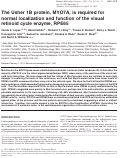 Cover page: The Usher 1B protein, MYO7A, is required for normal localization and function of the visual retinoid cycle enzyme, RPE65