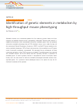 Cover page: Identification of genetic elements in metabolism by high-throughput mouse phenotyping