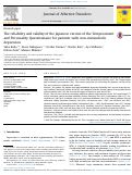 Cover page: The reliability and validity of the Japanese version of the Temperament and Personality Questionnaire for patients with non-melancholic depression