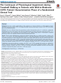 Cover page: The Continuum of Physiological Impairment during Treadmill Walking in Patients with Mild-to-Moderate COPD: Patient Characterization Phase of a Randomized Clinical Trial