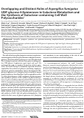 Cover page: Overlapping and Distinct Roles of Aspergillus fumigatus UDP-glucose 4-Epimerases in Galactose Metabolism and the Synthesis of Galactose-containing Cell Wall Polysaccharides* * This work was supported, in whole or in part, by National Institutes of Health Grant R01AI073829. This work was also supported by operating funds from the Canadian Institutes of Health Research.