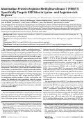 Cover page: Mammalian Protein Arginine Methyltransferase 7 (PRMT7) Specifically Targets RXR Sites in Lysine- and Arginine-rich Regions*