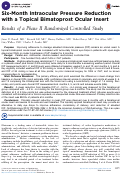 Cover page: Six-Month Intraocular Pressure Reduction with a Topical Bimatoprost Ocular Insert Results of a Phase II Randomized Controlled Study