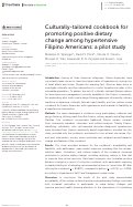 Cover page: Culturally-tailored cookbook for promoting positive dietary change among hypertensive Filipino Americans: a pilot study