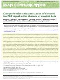 Cover page: Comprehensive characterization of elevated tau PET signal in the absence of amyloid-beta.